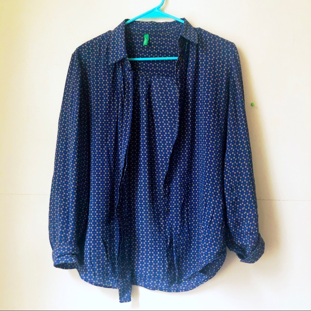 Funky print blue Benetton button down